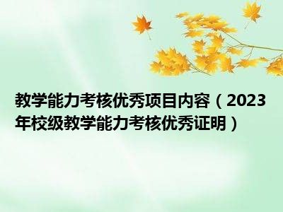 教学能力考核优秀项目内容（2023年校级教学能力考核优秀证明）