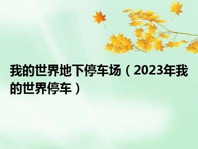 我的世界地下停车场（2023年我的世界停车）