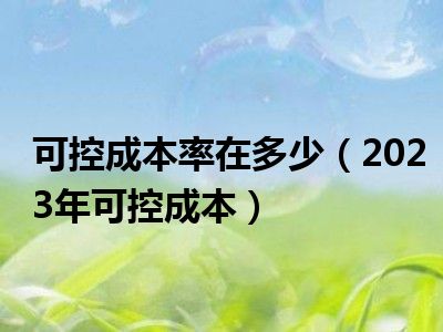 可控成本率在多少（2023年可控成本）