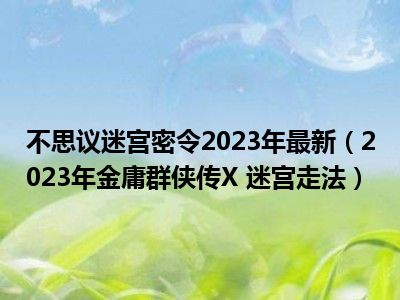 不思议迷宫密令2023年最新（2023年金庸群侠传X 迷宫走法）