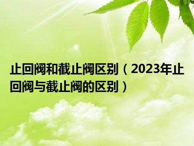 止回阀和截止阀区别（2023年止回阀与截止阀的区别）