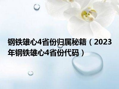 钢铁雄心4省份归属秘籍（2023年钢铁雄心4省份代码）