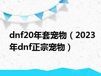 dnf20年套宠物（2023年dnf正宗宠物）