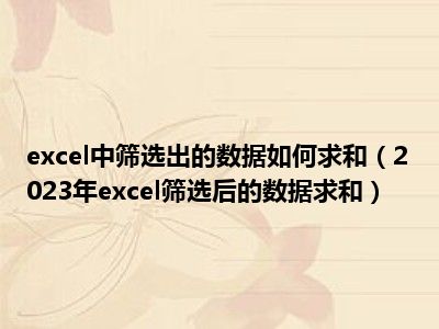 excel中筛选出的数据如何求和（2023年excel筛选后的数据求和）