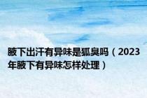 腋下出汗有异味是狐臭吗（2023年腋下有异味怎样处理）