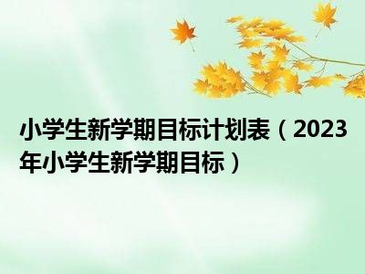 小学生新学期目标计划表（2023年小学生新学期目标）