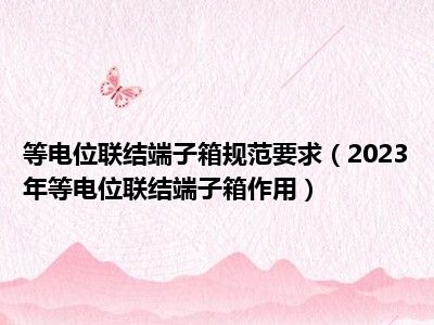 等电位联结端子箱规范要求（2023年等电位联结端子箱作用）