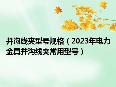 并沟线夹型号规格（2023年电力金具并沟线夹常用型号）