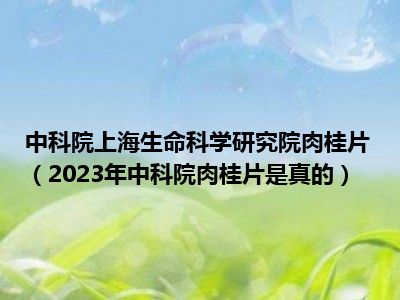 中科院上海生命科学研究院肉桂片（2023年中科院肉桂片是真的）