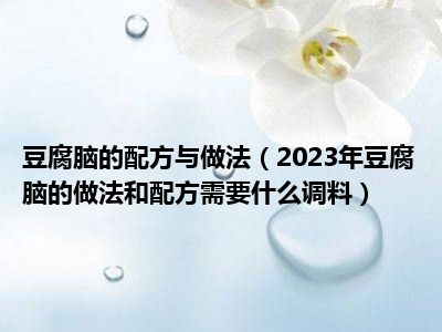 豆腐脑的配方与做法（2023年豆腐脑的做法和配方需要什么调料）