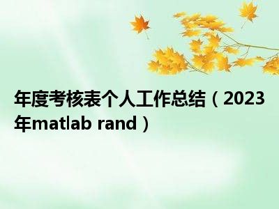 年度考核表个人工作总结（2023年matlab rand）