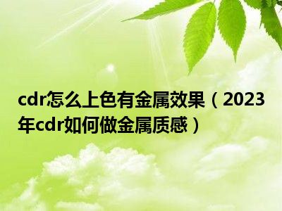 cdr怎么上色有金属效果（2023年cdr如何做金属质感）