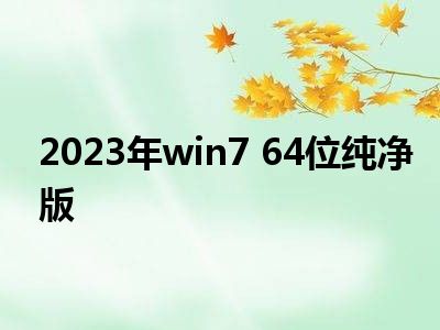 2023年win7 64位纯净版