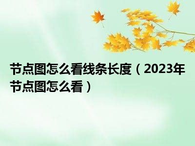 节点图怎么看线条长度（2023年节点图怎么看）