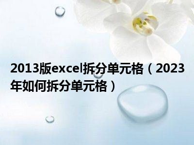 2013版excel拆分单元格（2023年如何拆分单元格）