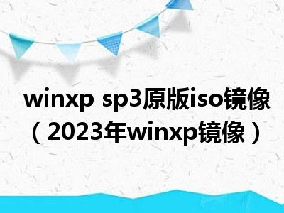 winxp sp3原版iso镜像（2023年winxp镜像）
