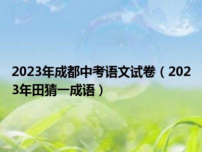 2023年成都中考语文试卷（2023年田猜一成语）