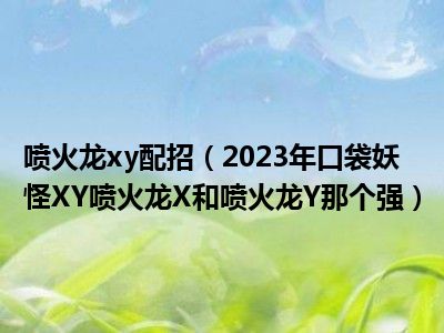 喷火龙xy配招（2023年口袋妖怪XY喷火龙X和喷火龙Y那个强）