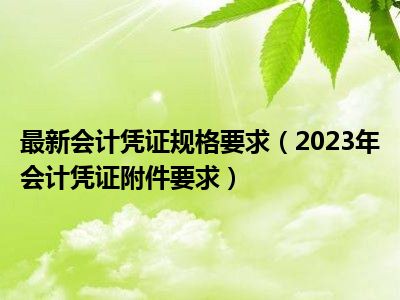 最新会计凭证规格要求（2023年会计凭证附件要求）