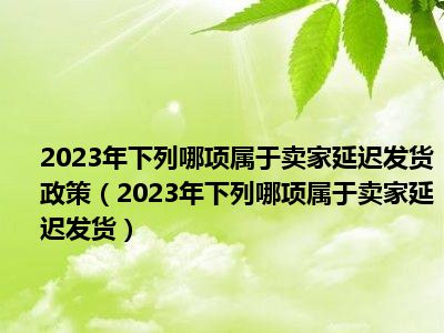 2023年下列哪项属于卖家延迟发货政策（2023年下列哪项属于卖家延迟发货）