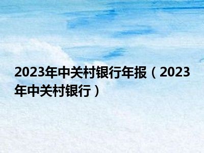 2023年中关村银行年报（2023年中关村银行）