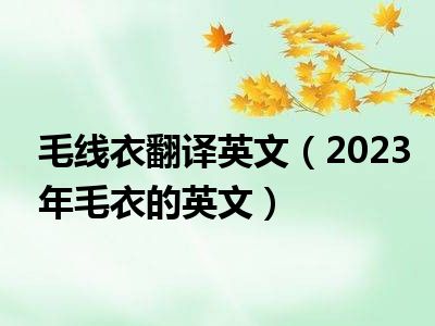 毛线衣翻译英文（2023年毛衣的英文）