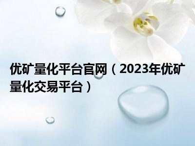 优矿量化平台官网（2023年优矿量化交易平台）