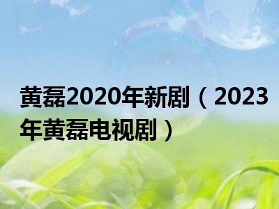 黄磊2020年新剧（2023年黄磊电视剧）