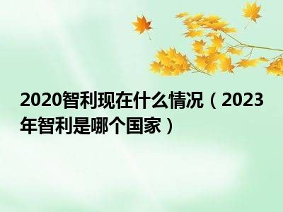 2020智利现在什么情况（2023年智利是哪个国家）