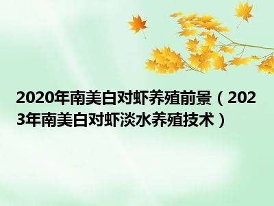 2020年南美白对虾养殖前景（2023年南美白对虾淡水养殖技术）