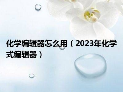 化学编辑器怎么用（2023年化学式编辑器）