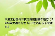 大道之行也与三代之英出自哪个地方（2023年大道之行也 与三代之英 丘未之逮也）