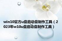 win10官方u盘启动盘制作工具（2023年w10u盘启动盘制作工具）