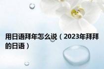 用日语拜年怎么说（2023年拜拜的日语）