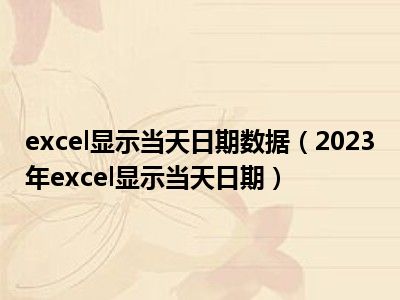 excel显示当天日期数据（2023年excel显示当天日期）