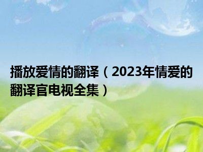 播放爱情的翻译（2023年情爱的翻译官电视全集）