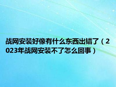 战网安装好像有什么东西出错了（2023年战网安装不了怎么回事）