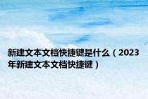 新建文本文档快捷键是什么（2023年新建文本文档快捷键）