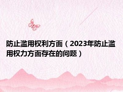 防止滥用权利方面（2023年防止滥用权力方面存在的问题）