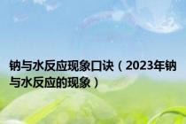 钠与水反应现象口诀（2023年钠与水反应的现象）