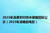 2023年汤原农村供水保障招标公示（2023年汤唯的电影）