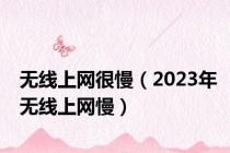 无线上网很慢（2023年无线上网慢）