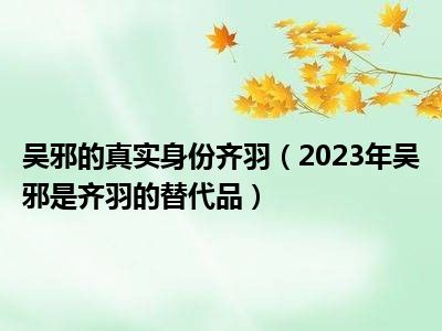 吴邪的真实身份齐羽（2023年吴邪是齐羽的替代品）