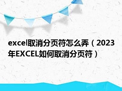 excel取消分页符怎么弄（2023年EXCEL如何取消分页符）