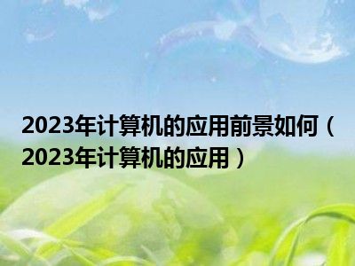 2023年计算机的应用前景如何（2023年计算机的应用）