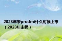 2023年宋prodmi什么时候上市（2023年宋师）