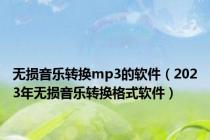 无损音乐转换mp3的软件（2023年无损音乐转换格式软件）