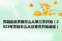 页码的总页数怎么从第三页开始（2023年页码怎么从任意页开始连续）