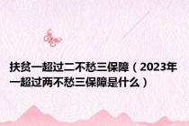 扶贫一超过二不愁三保障（2023年一超过两不愁三保障是什么）