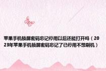 苹果手机锁屏密码忘记停用以后还能打开吗（2023年苹果手机锁屏密码忘记了已停用不想刷机）